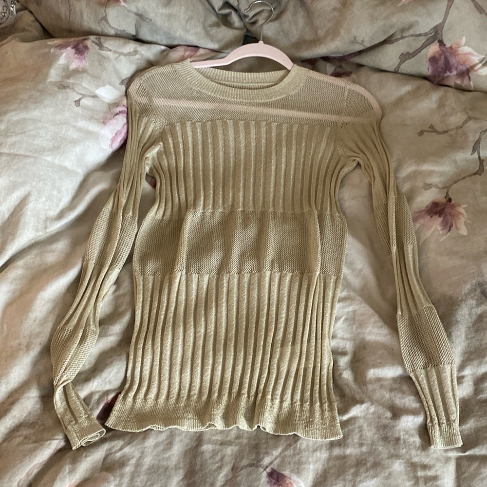 J brand size small gold summer sheer knit top